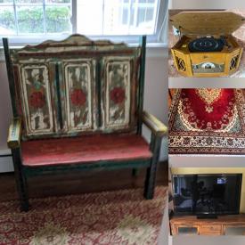 MaxSold Auction: This online auction features Antique Chair, Wall Art, Area Rugs, Crystal Prism Candelabras, TV, DVD, Small Kitchen Appliances, Decanter, Board Games, Puzzles, Garden Tools, Mini Fridge, Exercise Equipment, African Hand-painted Tablecloth, and Much, Much, More!!